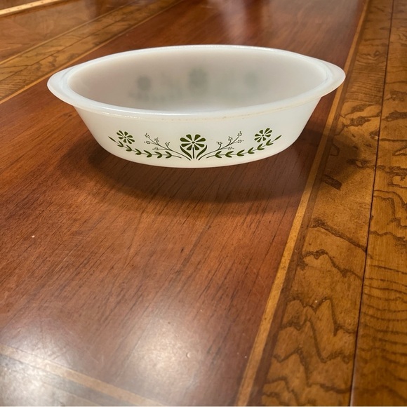 Pyrex‎ Glasbake 1 Quart Casserole Dish J235 1979 Green Daisy Floral Milk Leaves - Picture 5 of 7